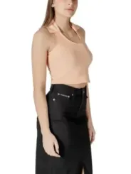"Calvin Klein Jeans Tops im Sale | Calvin Klein Jeans Damen V-Ausschnitt Top Orange online kaufen"|Planet-Deluxe