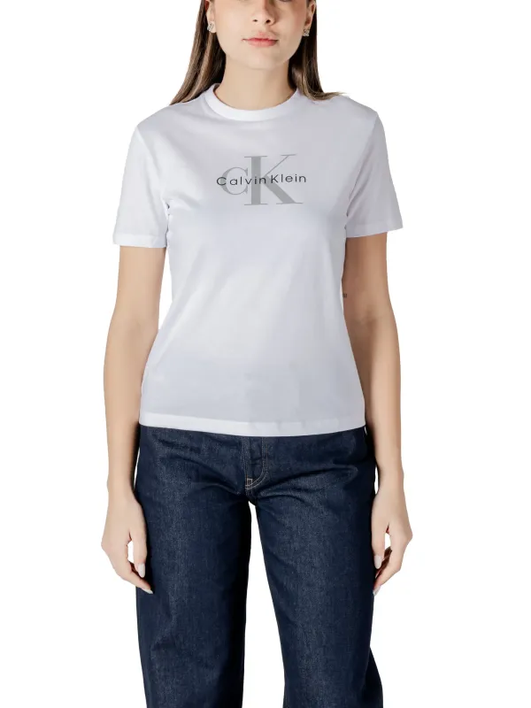 "Calvin Klein Jeans T-Shirts im Sale | Calvin Klein Weißes Damen T-Shirt online kaufen"|Planet-Deluxe