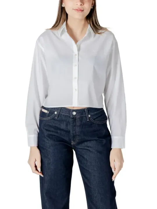 "Calvin Klein Jeans Hemden im Sale | Calvin Klein Damenhemd Weiß Baumwolle online kaufen"|Planet-Deluxe