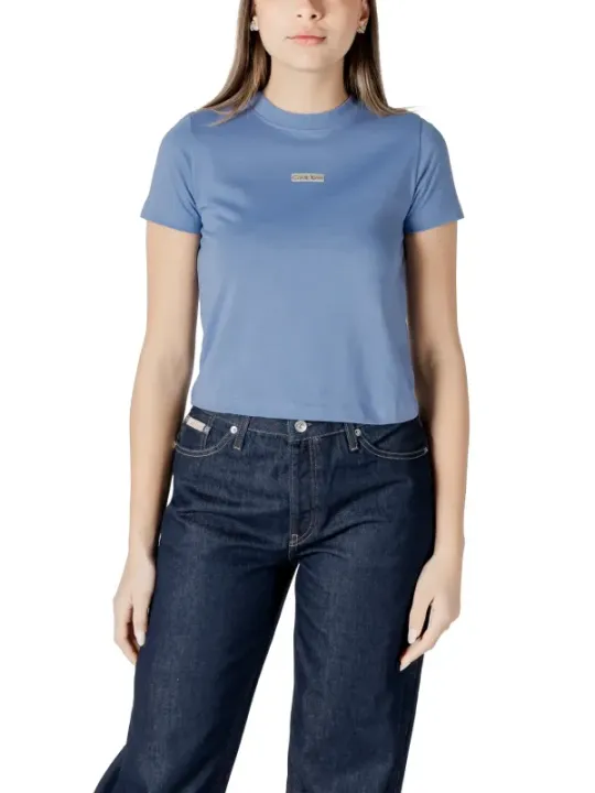 "Calvin Klein Jeans T-Shirts im Sale | Calvin Klein Azurblau Damen T-Shirt online kaufen"|Planet-Deluxe