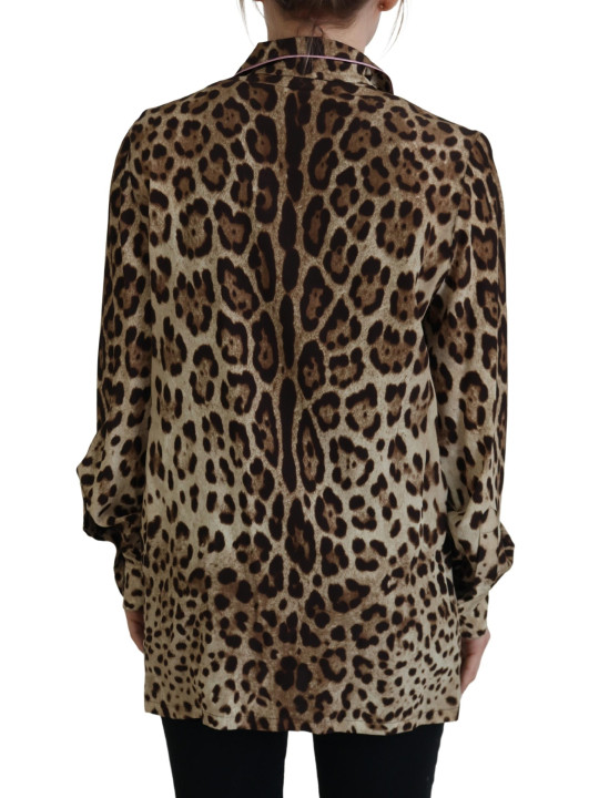 Tops & T-Shirts Elegant Silk Leopard Print Collared Top 2.000,00 € 8057001430550 | Planet-Deluxe