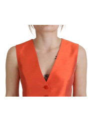 Vests Elegant Orange Silk Waistcoat 830,00 € 8057142149045 | Planet-Deluxe