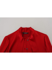 Tops & T-Shirts Elegant Red Ascot Collar Blouse 1.030,00 € 8058990139691 | Planet-Deluxe