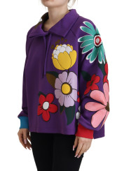 Sweaters Elegant Purple Floral Pullover Sweater 1.380,00 € 8057142382886 | Planet-Deluxe