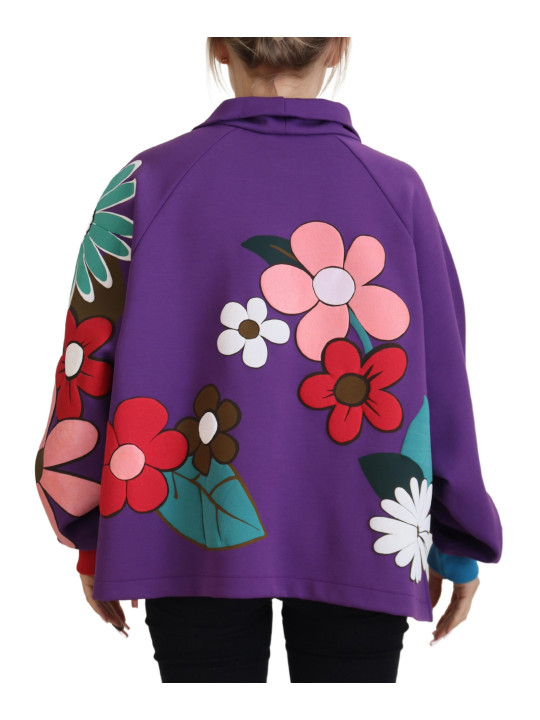 Sweaters Elegant Purple Floral Pullover Sweater 1.380,00 € 8057142382886 | Planet-Deluxe