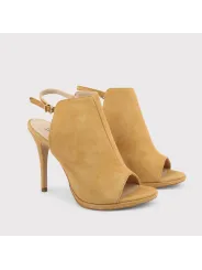 Braun Leder Sandalette mit Absatz