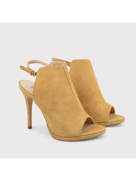 Braun Leder Sandalette mit Absatz