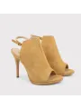 Braun Leder Sandalette mit Absatz