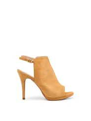 Braun Leder Sandalette mit Stilettoabsatz