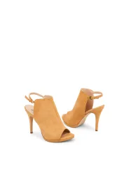 Braunene Lederriemenabsatz Sandalette ALBACHIARA