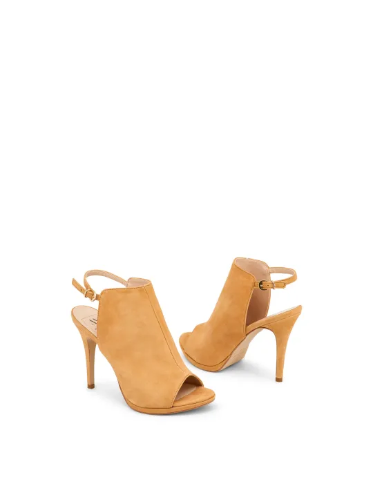 Braunene Lederriemenabsatz Sandalette ALBACHIARA