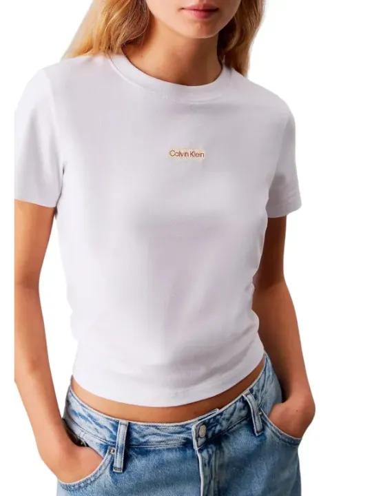 "Calvin Klein Jeans T-Shirts im Sale | Calvin Klein Damen Bio-Baumwolle T-Shirt Weiß online kaufen"|Planet-Deluxe