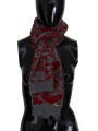 Scarves Chic Red and Grey Cotton Wrap Scarf 370,00 € 8058301882544 | Planet-Deluxe