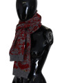 Scarves Chic Red and Grey Cotton Wrap Scarf 370,00 € 8058301882544 | Planet-Deluxe