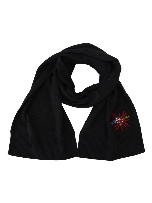 Scarves Elegant Black Wool Scarf Wrap 830,00 € 8058301886610 | Planet-Deluxe