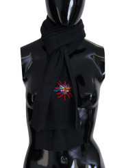 Scarves Elegant Black Wool Scarf Wrap 830,00 € 8058301886610 | Planet-Deluxe