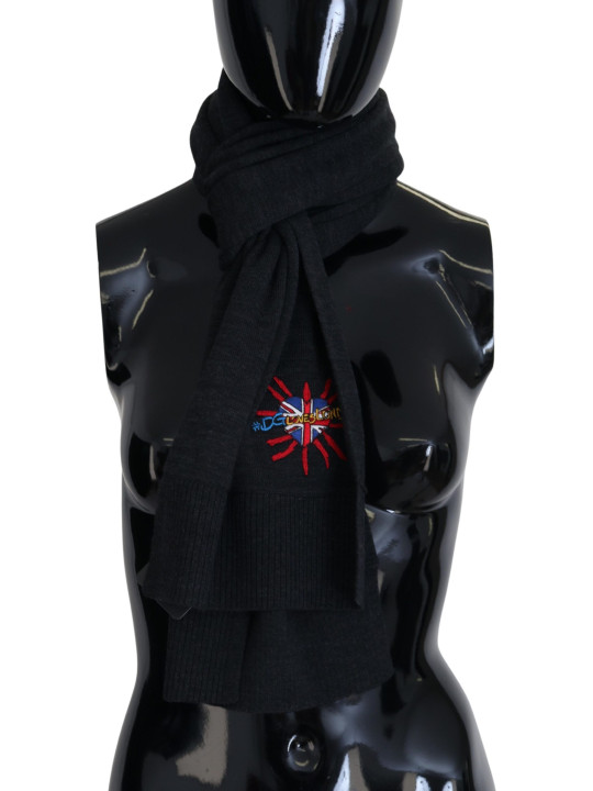 Scarves Elegant Black Wool Scarf Wrap 830,00 € 8058301886610 | Planet-Deluxe