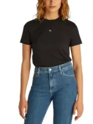 "Calvin Klein Jeans T-Shirts im Sale | Calvin Klein Jeans Damen Basic T-Shirt Schwarz online kaufen"|Planet-Deluxe