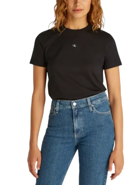 "Calvin Klein Jeans T-Shirts im Sale | Calvin Klein Jeans Damen Basic T-Shirt Schwarz online kaufen"|Planet-Deluxe