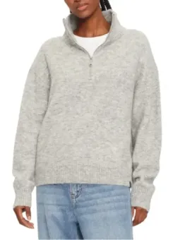 Calvin Klein Damenpullover Grau Meliert mit Reißverschluss