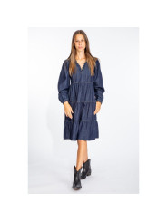 Dresses Elegant Dark Blue Denim Flare Dress 240,00 € 8055204711926 | Planet-Deluxe