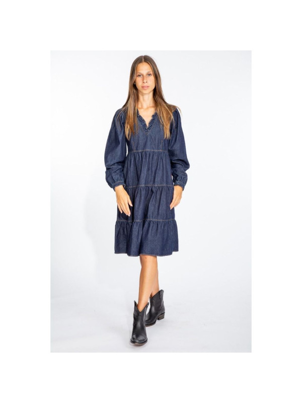 Dresses Elegant Dark Blue Denim Flare Dress 240,00 € 8055204711926 | Planet-Deluxe