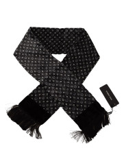 Scarves Elegant Black Geometric Silk Blend Scarf 370,00 € 8054802820399 | Planet-Deluxe