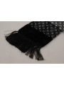 Scarves Elegant Black Geometric Silk Blend Scarf 370,00 € 8054802820399 | Planet-Deluxe