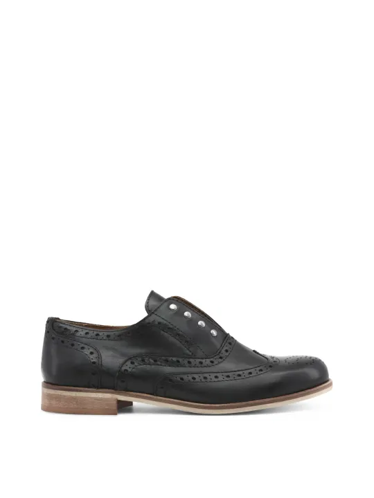 Schwarze Leder Brogue Herrenschuhe