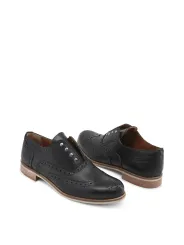 Schwarze Leder Derby Herrenschuhe