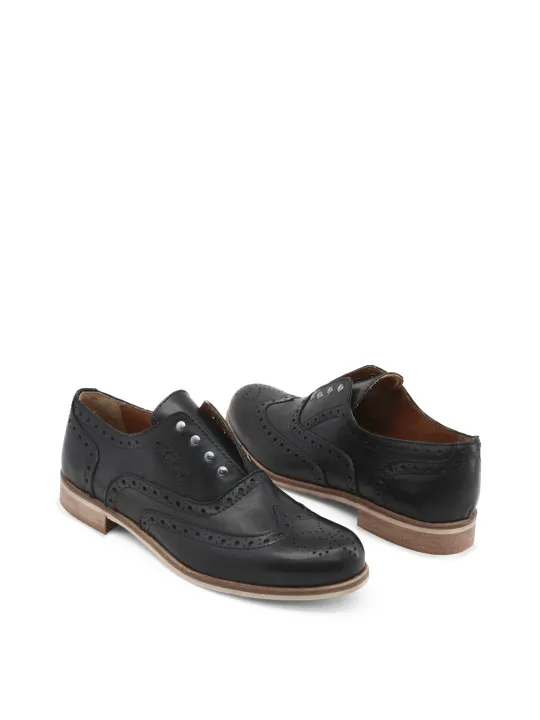 Schwarze Leder Derby Herrenschuhe