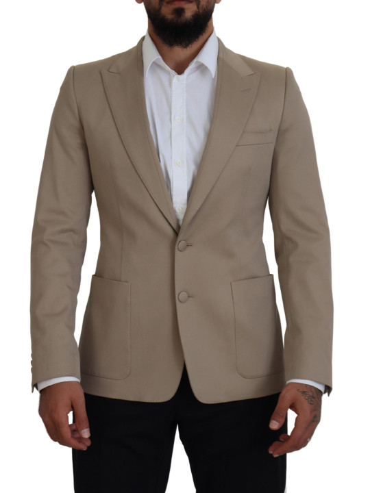 Blazers Elegant Beige Single Breasted Blazer 1.660,00 € 8058696142971 | Planet-Deluxe