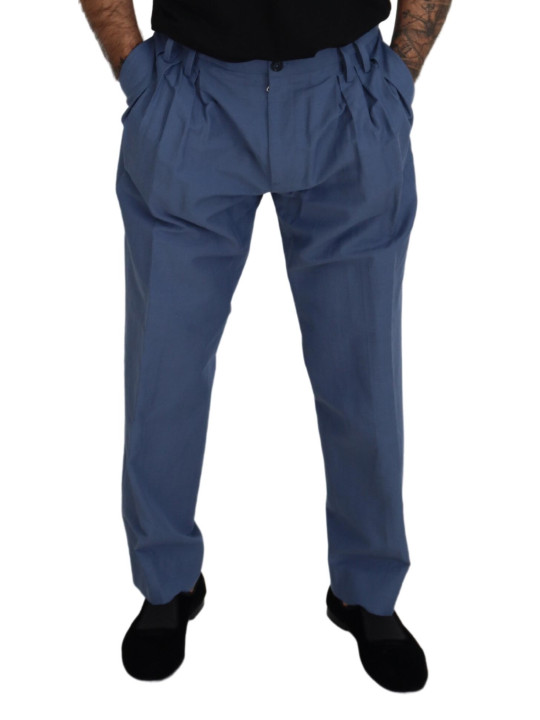 Jeans & Pants Elegant Blue Linen-Cotton Blend Trousers 890,00 € 8057155429813 | Planet-Deluxe