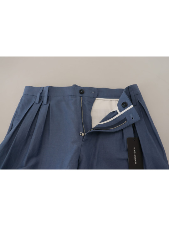 Jeans & Pants Elegant Blue Linen-Cotton Blend Trousers 890,00 € 8057155429813 | Planet-Deluxe