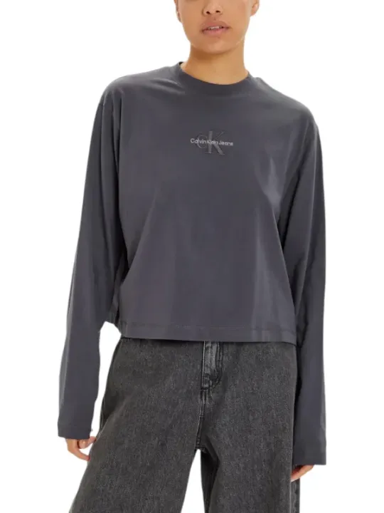 "Calvin Klein Jeans Jeans im Sale | Calvin Klein Jeans Graues Longsleeve online kaufen"|Planet-Deluxe