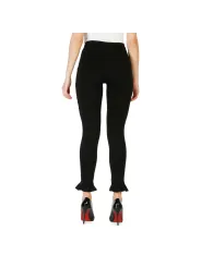 Schwarze Skinny-Hose mit Flauschsaum