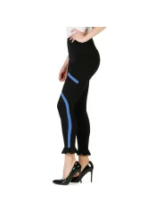 Schwarze Leggings mit blauem Streifen