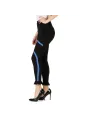 Schwarze Leggings mit blauem Streifen