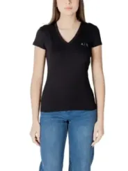 "Armani Exchange T-Shirts im Sale | Armani Exchange Schwarzes V-Neck T-Shirt Damen online kaufen"|Planet-Deluxe