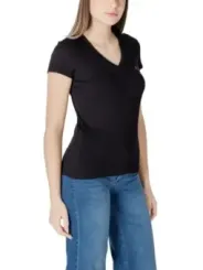 "Armani Exchange T-Shirts im Sale | Armani Exchange Schwarzes V-Neck T-Shirt Damen online kaufen"|Planet-Deluxe