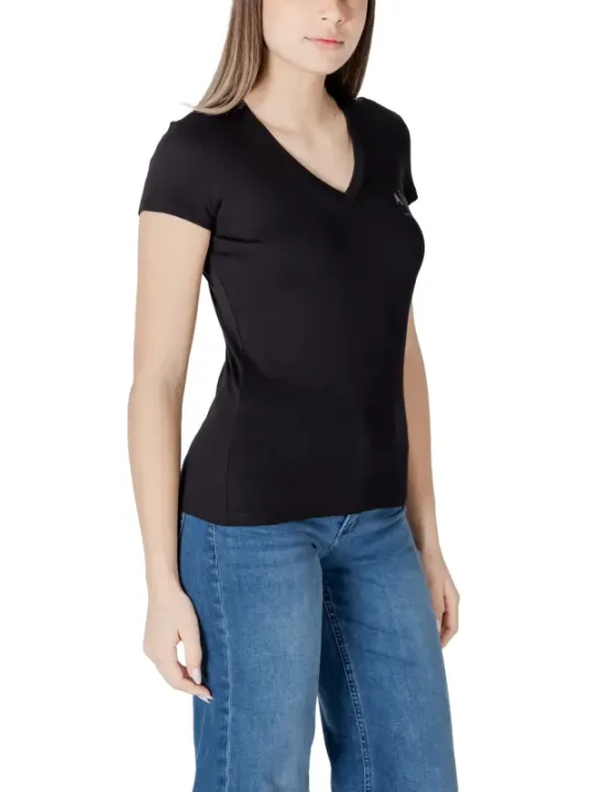 "Armani Exchange T-Shirts im Sale | Armani Exchange Schwarzes V-Neck T-Shirt Damen online kaufen"|Planet-Deluxe