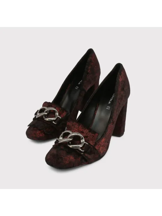 Rote und schwarze Damen High Heels