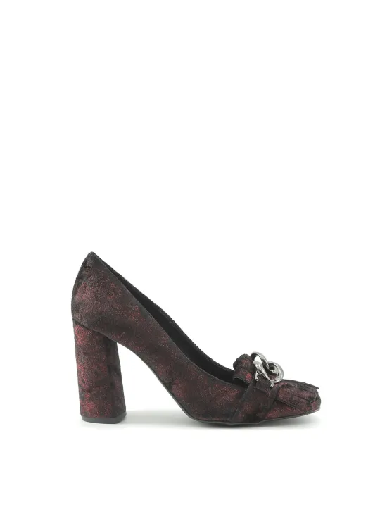 Rote Brokat High Heels Made in Italia