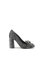 Schwarze Samt-Pumps mit Absatz