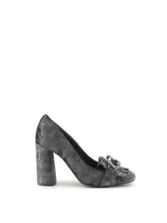 Schwarze Samt-Pumps mit Absatz