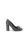Schwarze Samt-Pumps mit Absatz