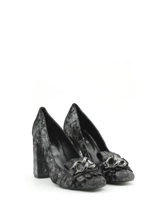 Schwarze Samt High Heels ENRICA