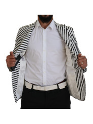 Blazers Elegant White Striped Single Breasted Blazer 1.830,00 € 8052087766432 | Planet-Deluxe