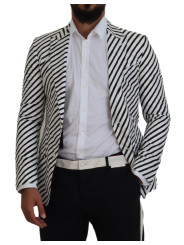 Blazers Elegant White Striped Single Breasted Blazer 1.830,00 € 8052087766432 | Planet-Deluxe