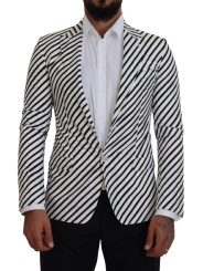 Blazers Elegant White Striped Single Breasted Blazer 1.830,00 € 8052087766432 | Planet-Deluxe